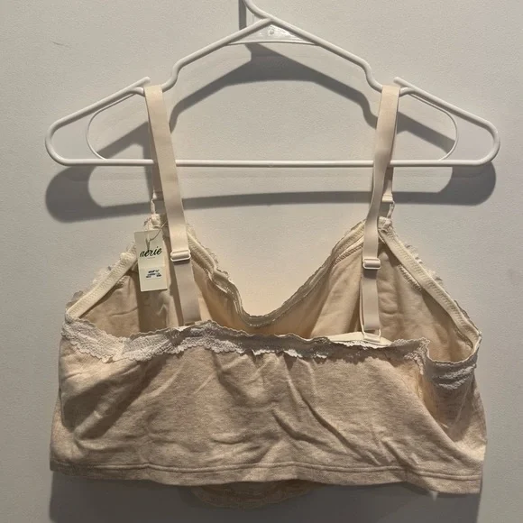 NWT AERIE Beige Lace Trim Crop Tank Top - Picture 5 of 5